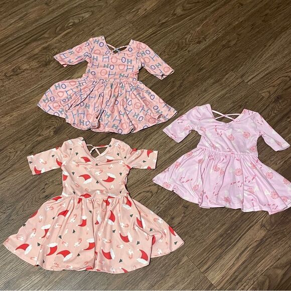 Dot Dot Smile 3 Ballerina Style Holiday Twirl Dresses Pink Size 12-24 Months - Picture 2 of 9